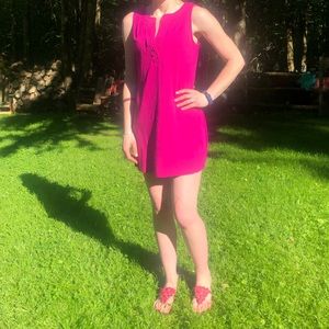 New York & Company Stretch Womens S Small ( 4 , 6 ) Dress pink Short Sleeve